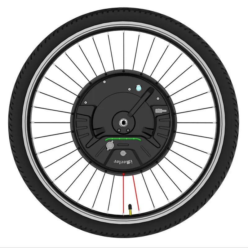 Black alloy hub motor wheel for electric bicycle conversion, Imotor 3.0 kit.