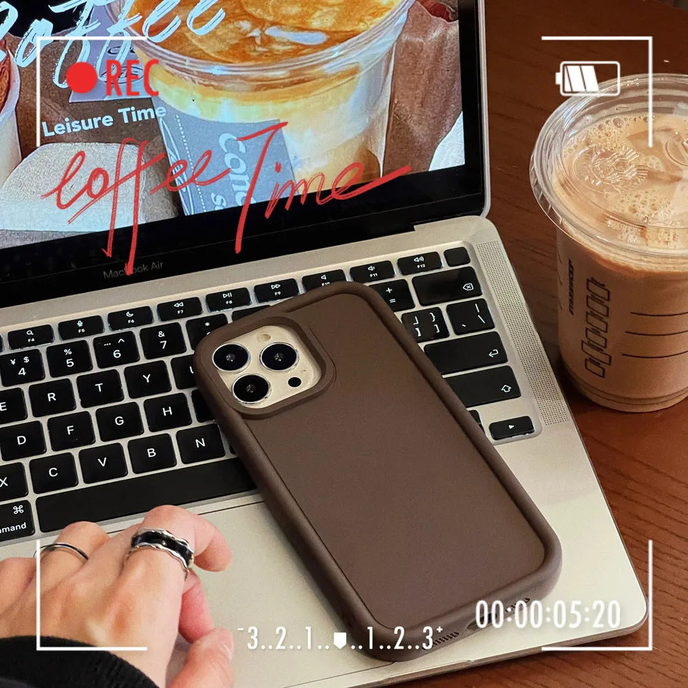 Frosted matte silicone iPhone case with skin-feel texture in solid colour options