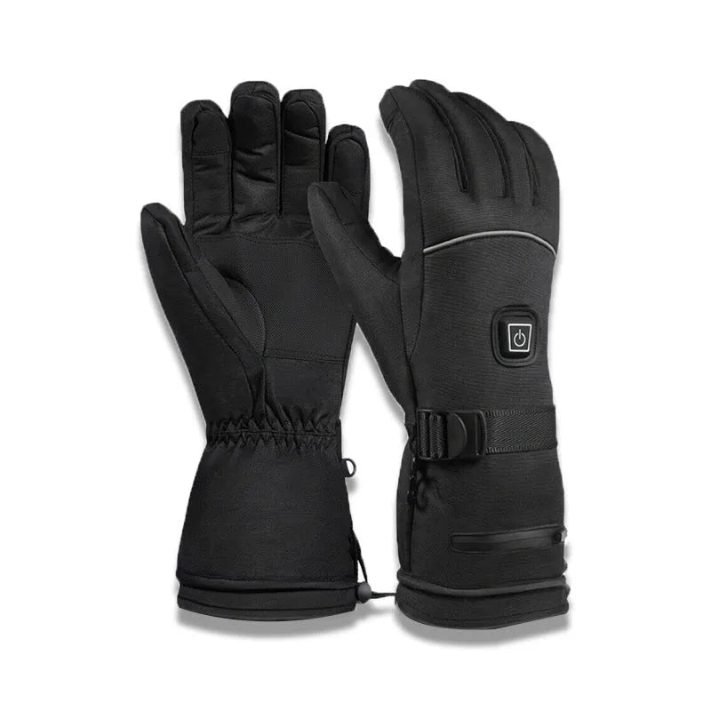 Thickened warm electric heating gloves in solid colour, leather material, separate finger design, unisex size M L XL