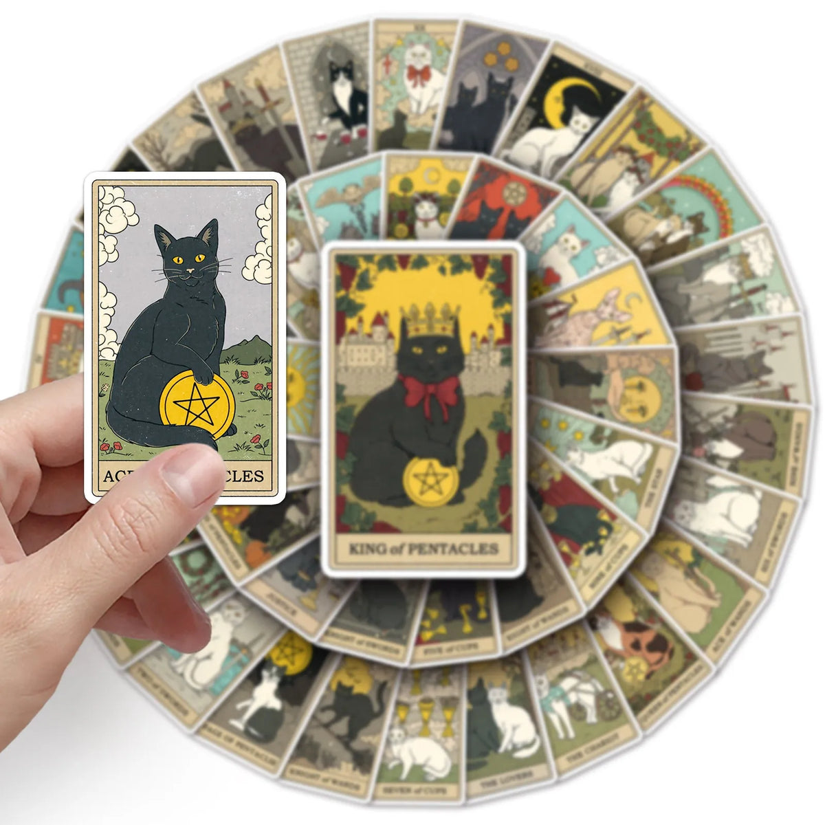 78 tarot card themed waterproof stickers in a cute graffiti style for luggage and laptops