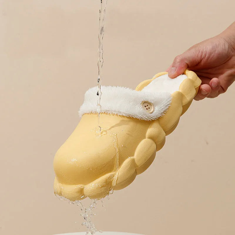 Detachable waterproof EVA overshoe slippers with plush lining, non-slip sole, five colours, sizes 36-45