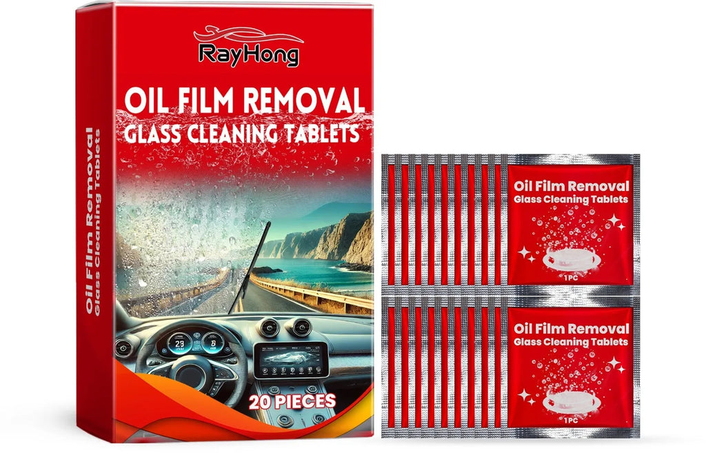 Pack of glass cleaning tablets 6x6cm in blister packaging, 20 or 30 pieces available
