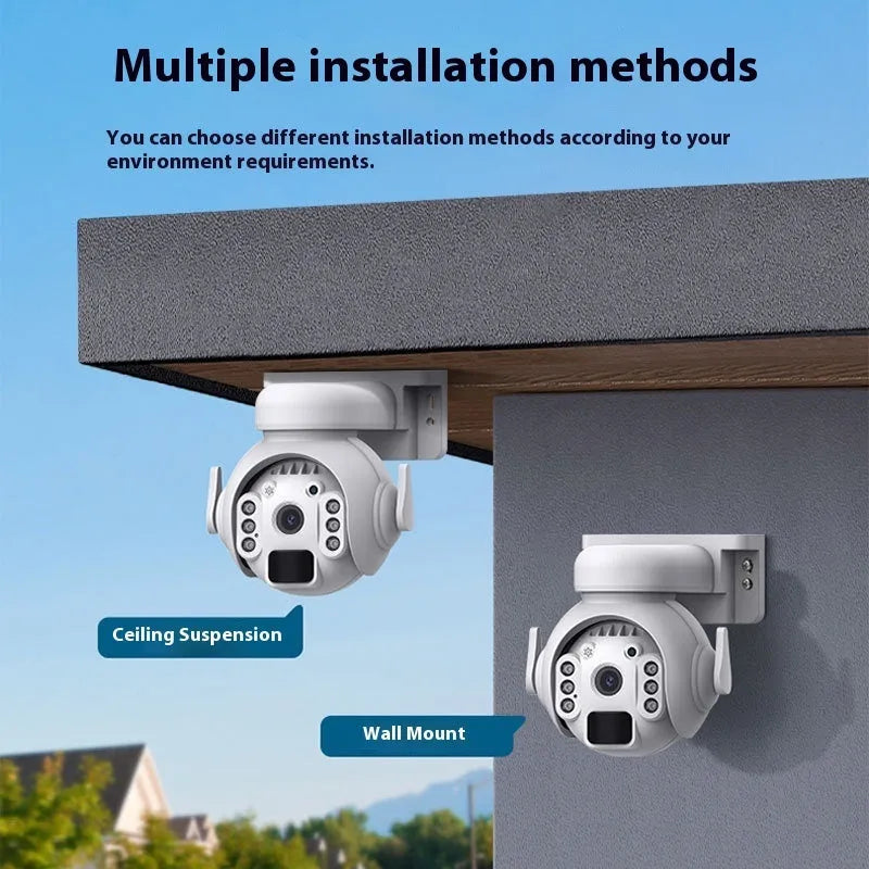 Q55 3 million pixel solar security camera with night vision mounted outdoors