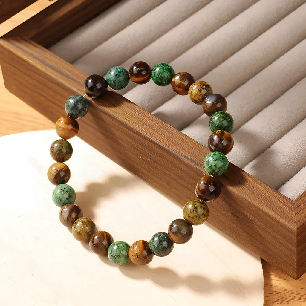 Handmade Tigereye stone bracelet with 18mm flower design in L1805 colour