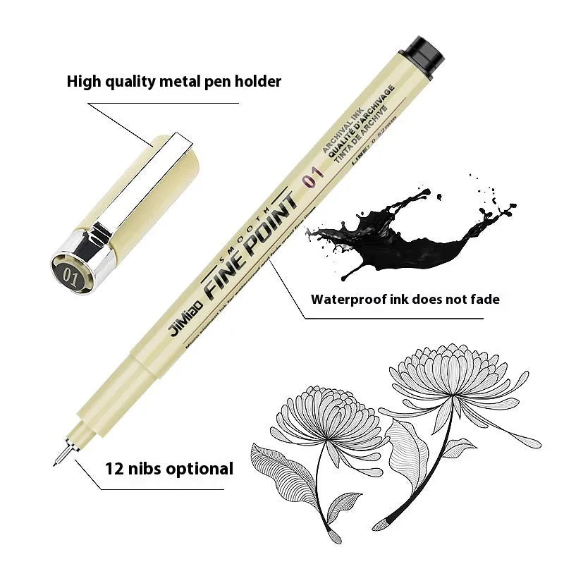 Waterproof needle pen with cartoon syringe design for drawing and writing