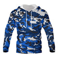 3D printed camouflage hooded hoodie cotton blend pullover loose fit sports hoodie front view