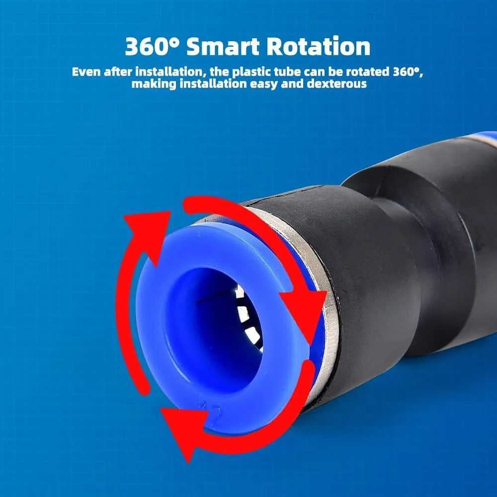 60-piece quick pneumatic push-in connector set with alloy plastic construction