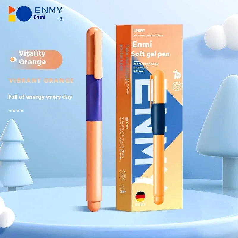 Student posture correction pen in plastic shell showing four colour options: blue, green, purple, orange
