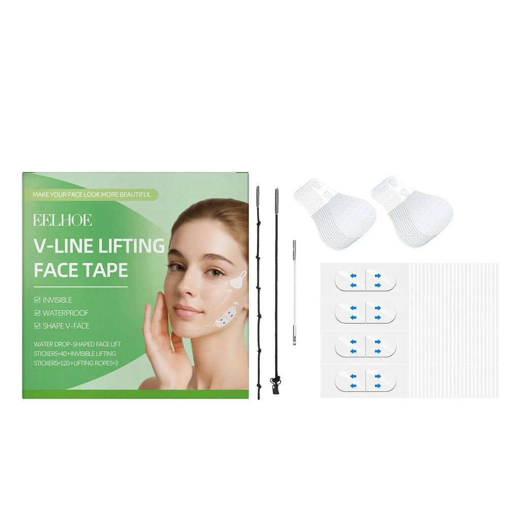 Invisible face nursing adhesive bandage suit with droplet-shaped and small lifting stickers for facial firming