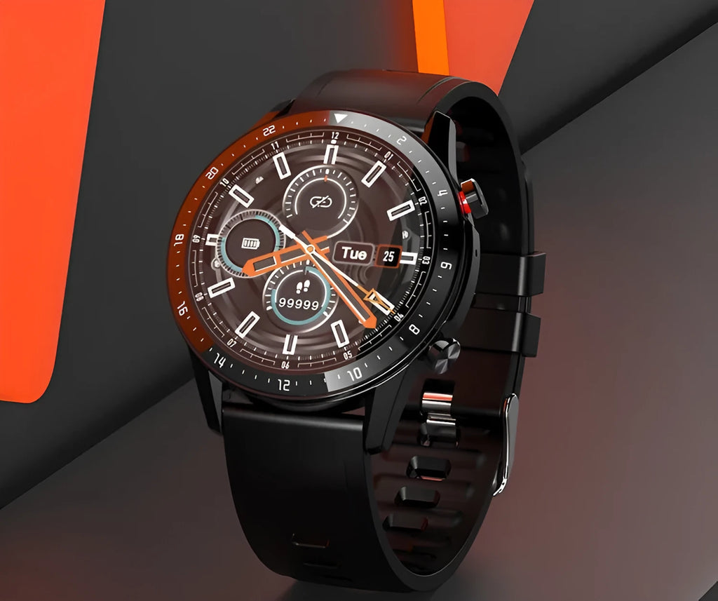 Silver-black alloy Bluetooth smartwatch with 1.3-inch screen on a wrist strap.