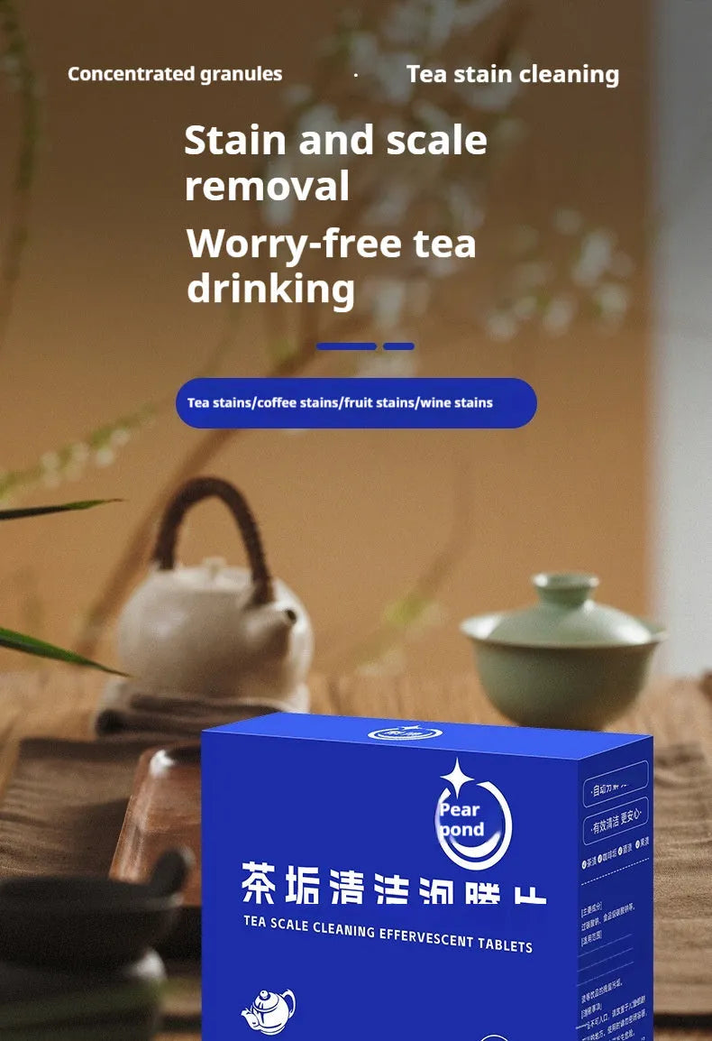 Box of tea scale cleaning effervescent tablets 20 tablets per box 100g net content for stain removal