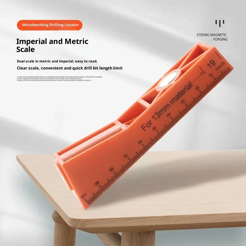 Orange plastic woodworking oblique hole punching locator 28-piece double-hole drilling positioning suit for accurate angle drilling