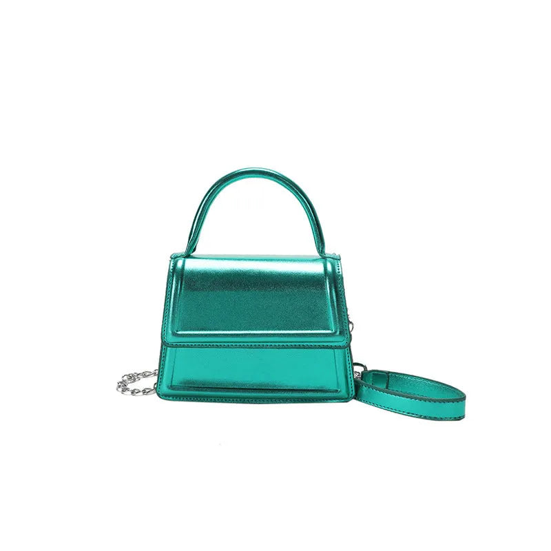 Retro PU leather shoulder bag in horizontal square shape with crossbody strap