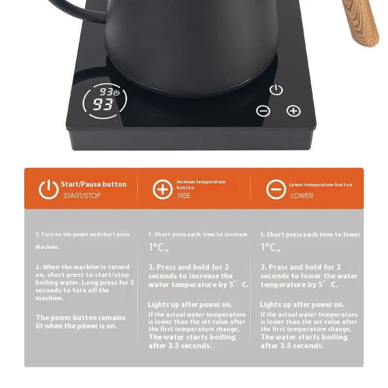 Intelligent temperature controlled hand brewed coffee pot in retro style, available in matte black or cream white, with UK electrical plug