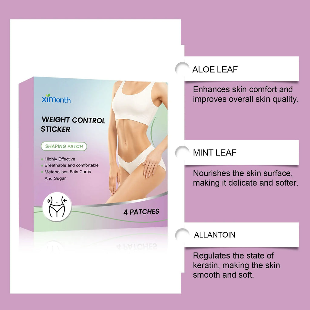 Pack of four body nursing adhesive bandages with aloe and mint extracts on skin.