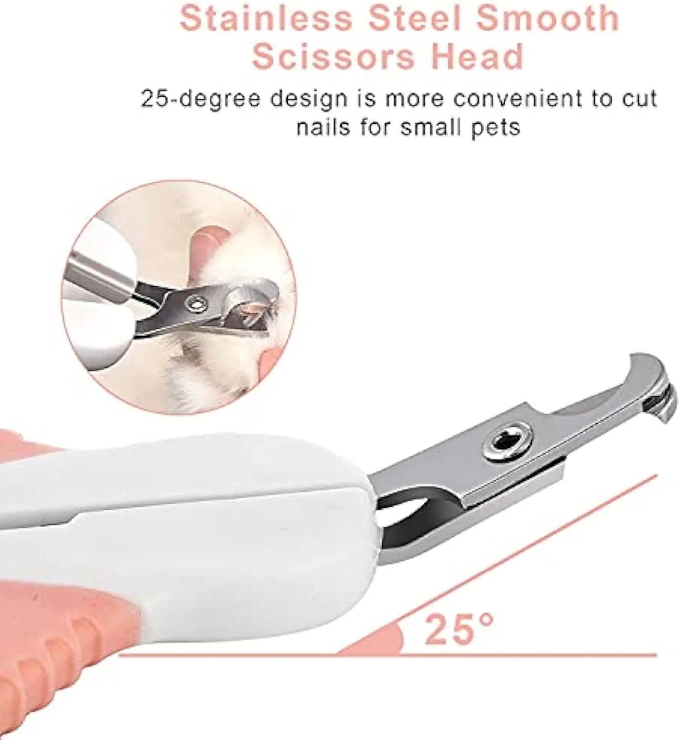 Grey and pink cat nail clippers with curved safety blade and ergonomic rubberised handles