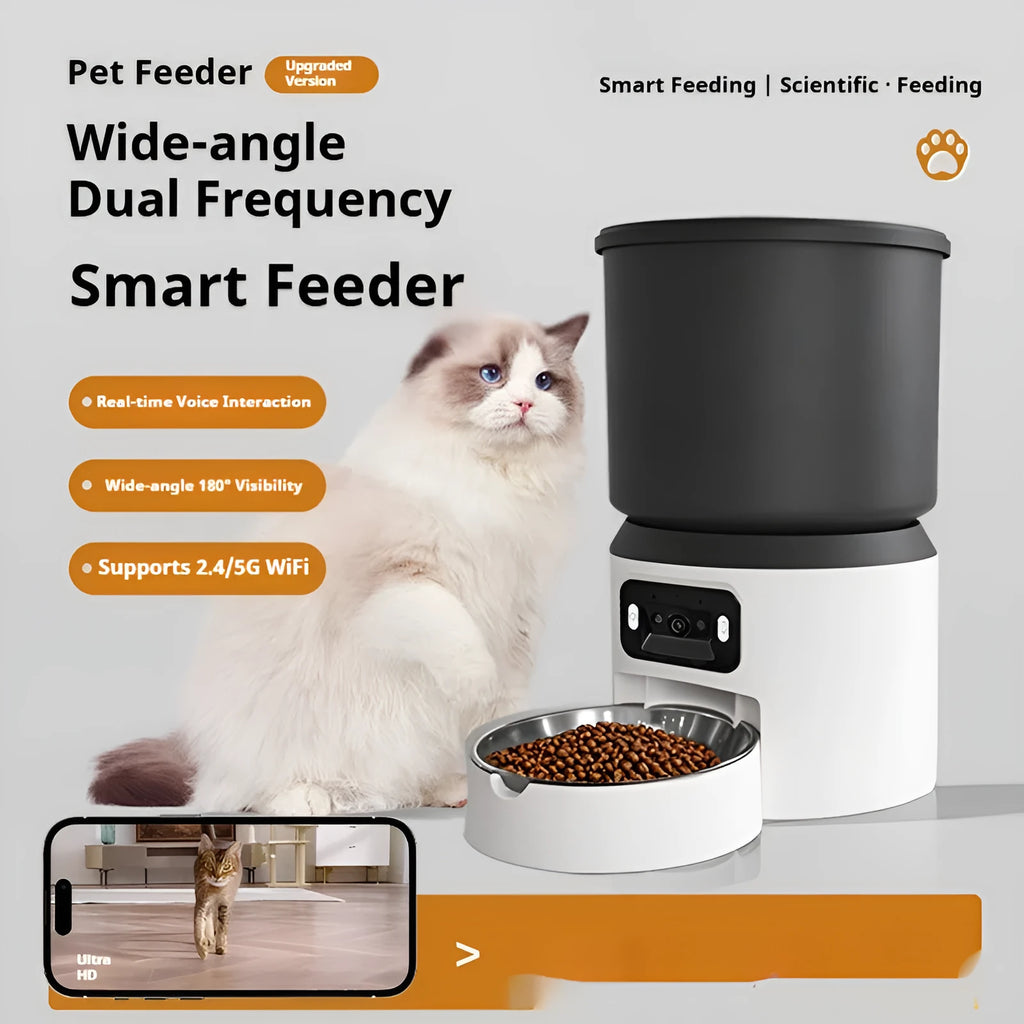 4-litre automatic pet feeder with digital control panel and stainless steel food bowl