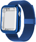 Magnetic Milanese metal Apple Watch band in multiple colours for 38mm 40mm 42mm 44mm models with protective case