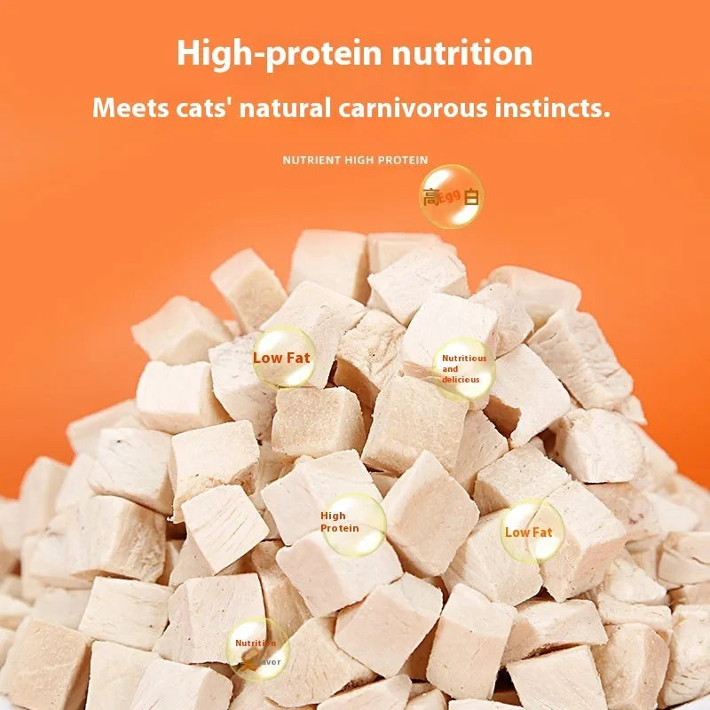 500g barrel of cat snacks with chicken grain, freeze-dried chicken yolk, chicken breast and fish options