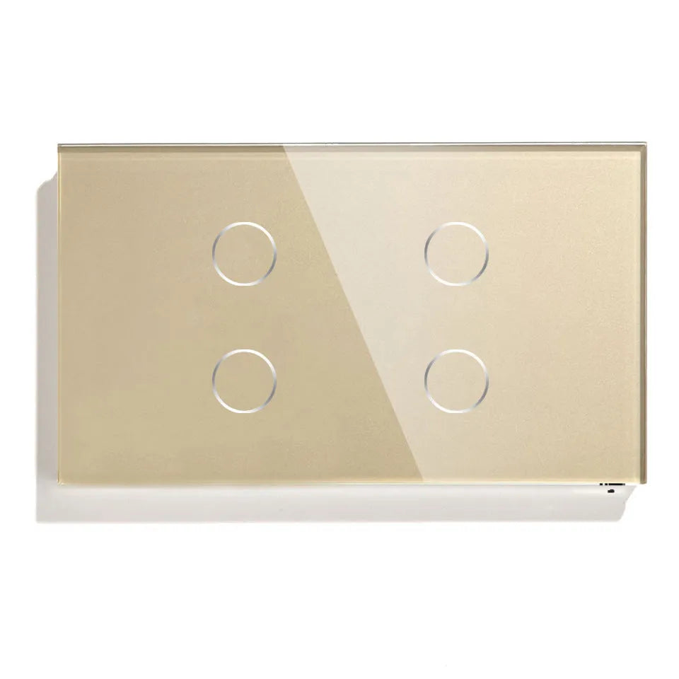 Smart WiFi touch light switch with tempered glass panel, 1000W, IP65, voice control, black gold grey white
