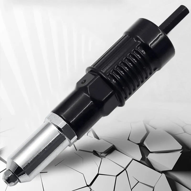 Alloy steel rivet gun adapter kit for electric drills with four rivet heads