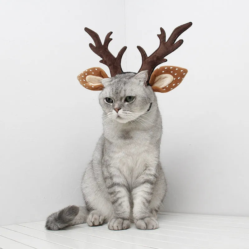 Brown polyester deer antler headband with anti-slip design for holiday and forest fairy costumes, sizes S M L