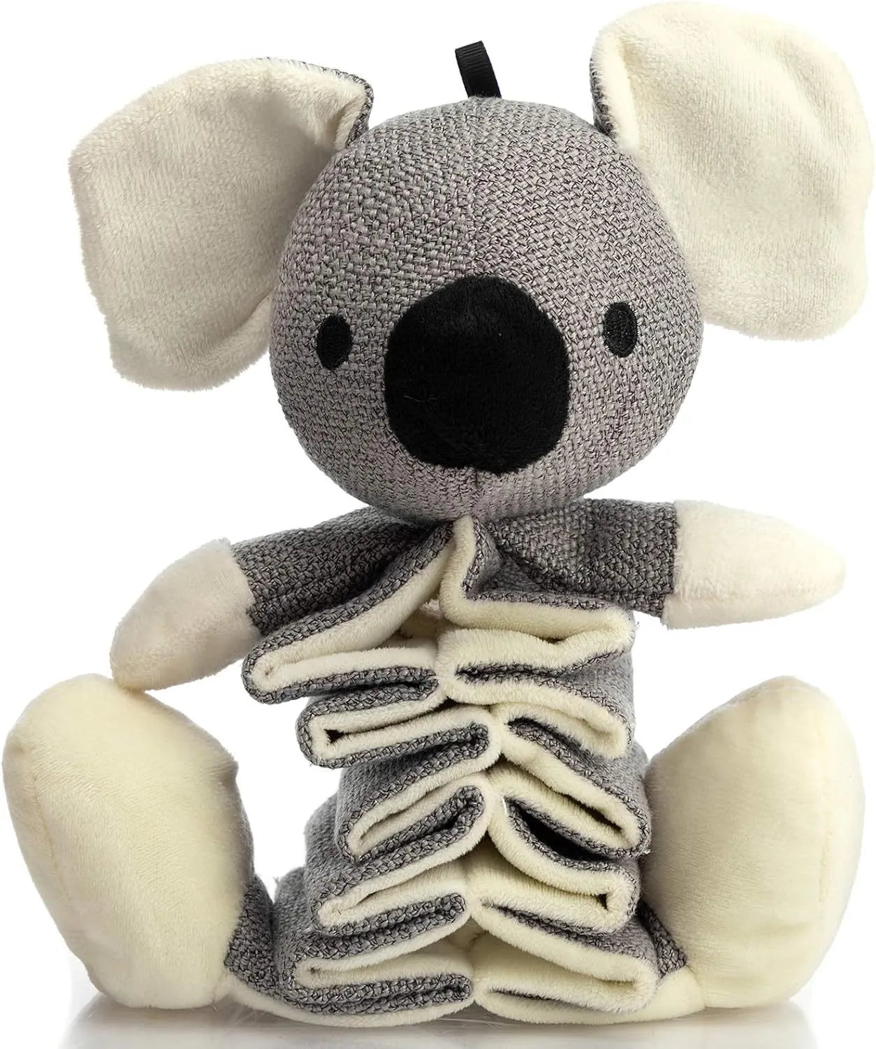 Grey koala dog plush squeaky toy with crinkle paper, measuring 30cm long.