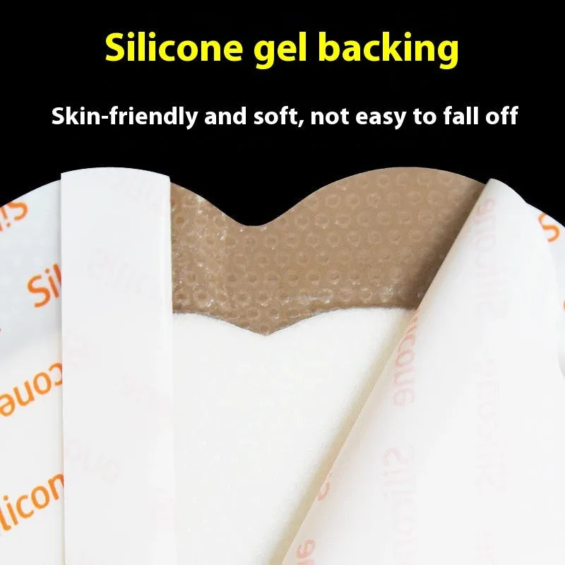Large skin-coloured silicone foam pressure ulcer dressing sticker on white background