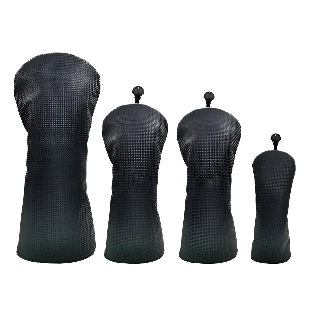 Black golf club cover for No.1 wood with velvet lining on a golf course setting