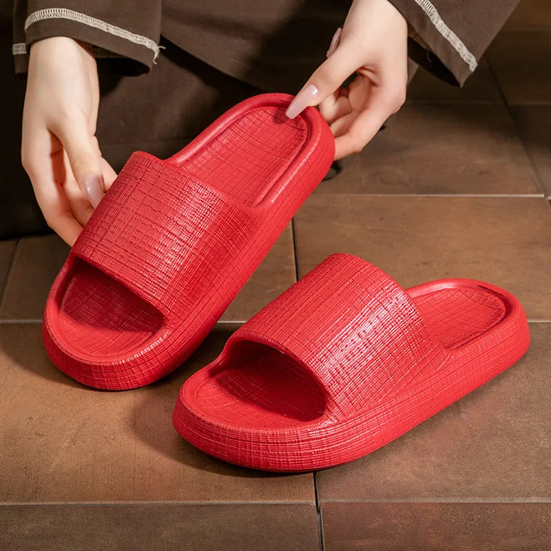 Soft EVA non-slip toe ring flip flop slippers for adults in multiple colour options on a plain background.