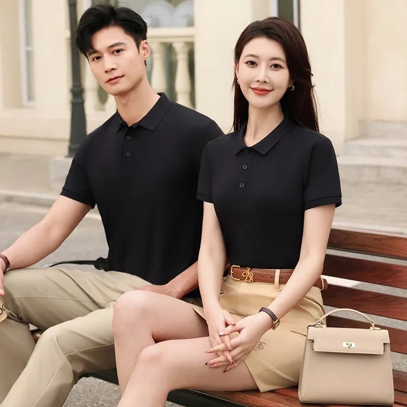 Men's short sleeve polo shirt in cotton-spandex blend, shown in Aerospace Blue colour with lapel collar.