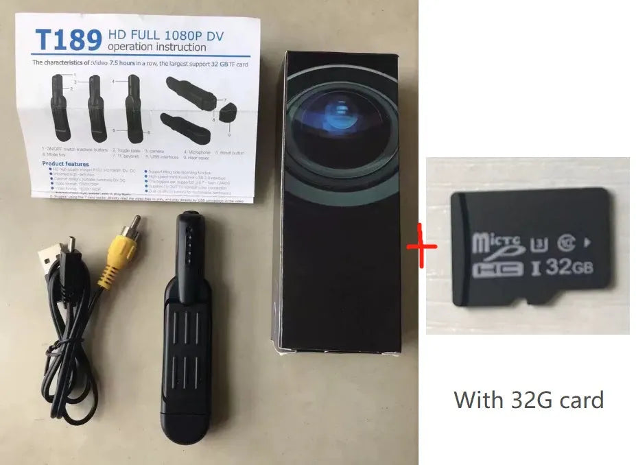 1080P HD hidden spy mini pocket pen camera in black with 8MP lens motion detection and built-in microphone
