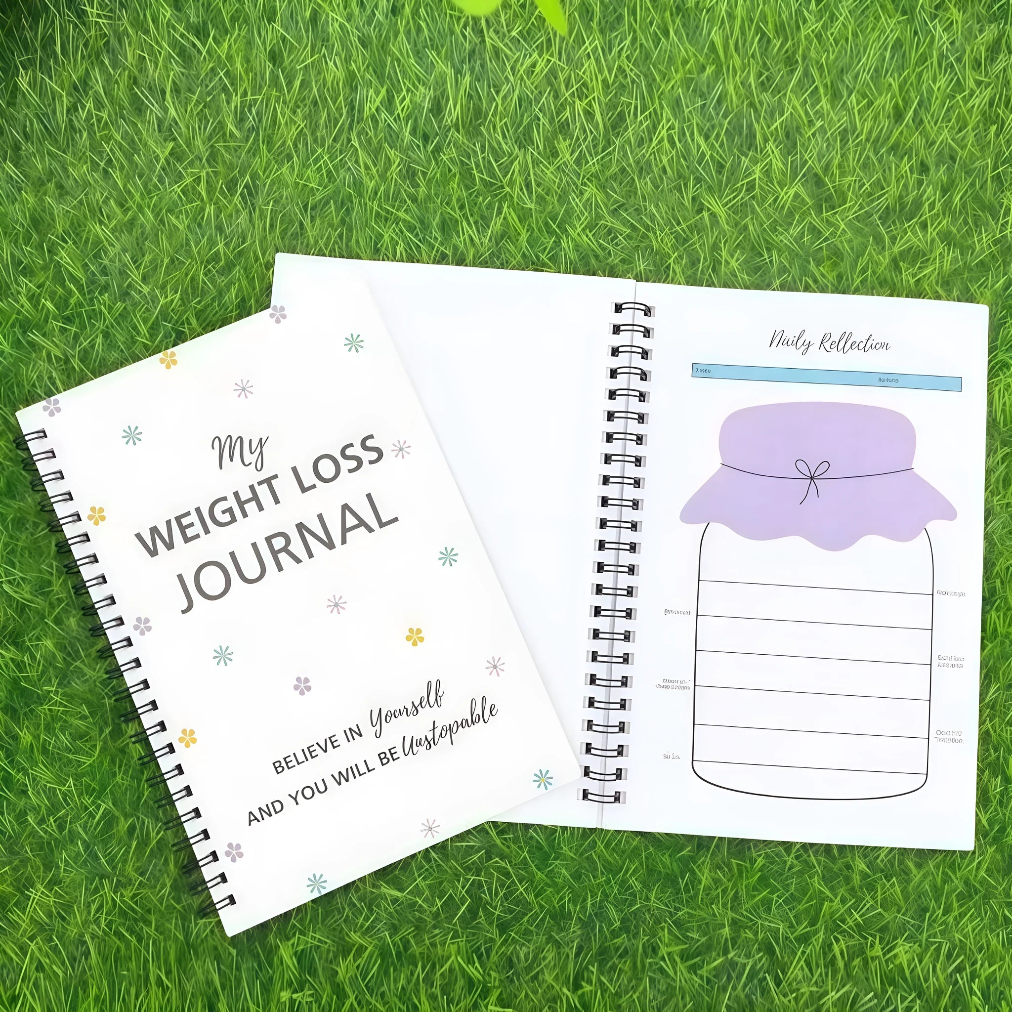 Weight loss diary plan notebook with spiral binding and paper cover
