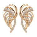 Gold geometric wing ear clips with micro-inlaid zircon stones on U-shaped copper clips