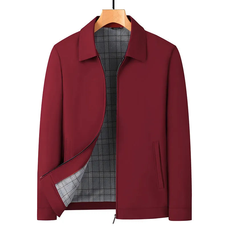 Men's business casual loose administrative coat top in solid colour with patch pockets, available in black red khaki blue sizes M to XXXXL