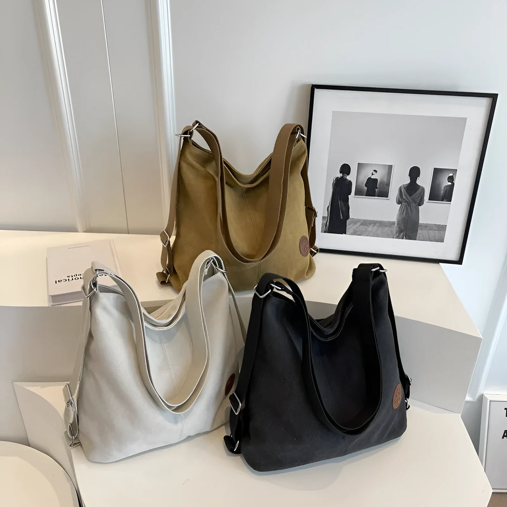 Women's large-capacity canvas shoulder bag, square vertical model, 34cm x 34cm x 17cm, single strap, black khaki beige
