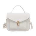 Retro-style horizontal square messenger bag in PU leather with crossbody strap and sandwich pocket