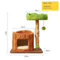 Solid wood cat climbing frame with sisal scratching posts and integrated tree house in cute style for indoor cats