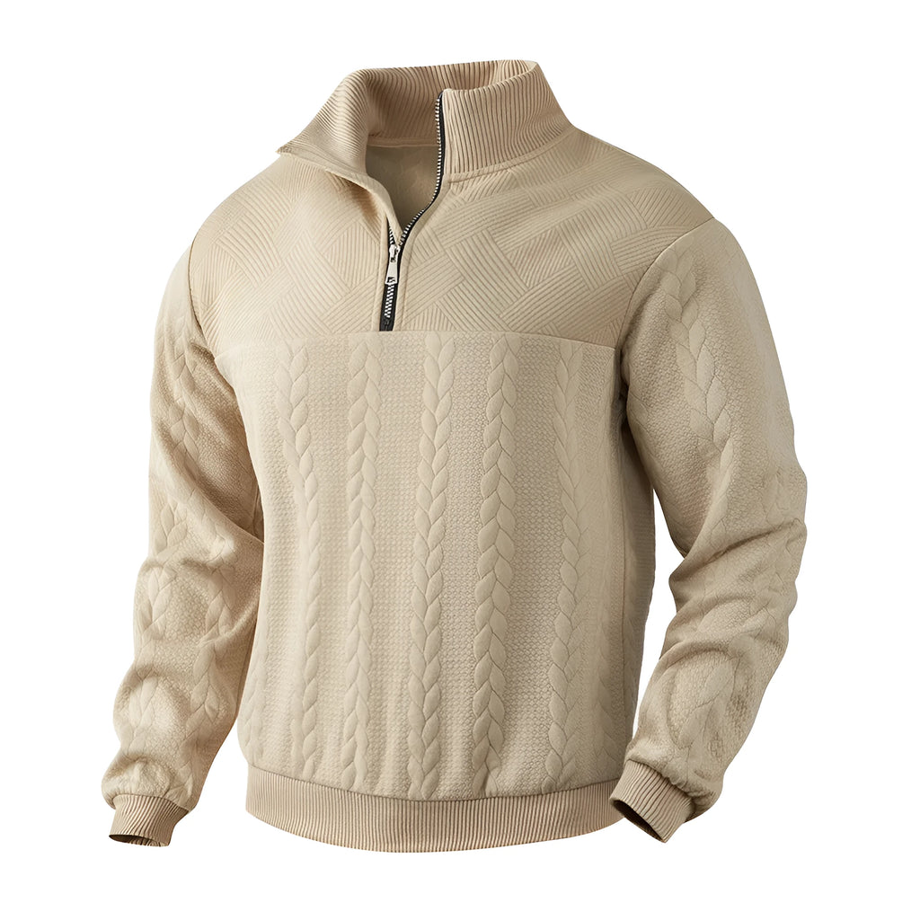Men's jacquard long-sleeved pullover sweater, loose fit, available in five colours and sizes S to XXXL