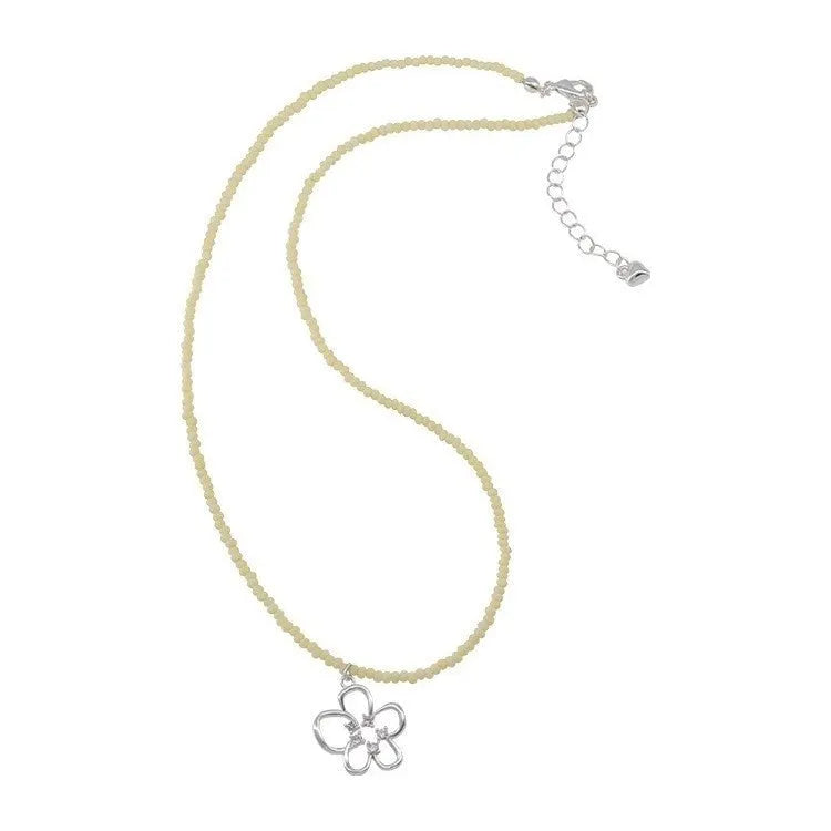 Women's electroplated copper hollow flower necklace with U-shaped pendant and English letters detail