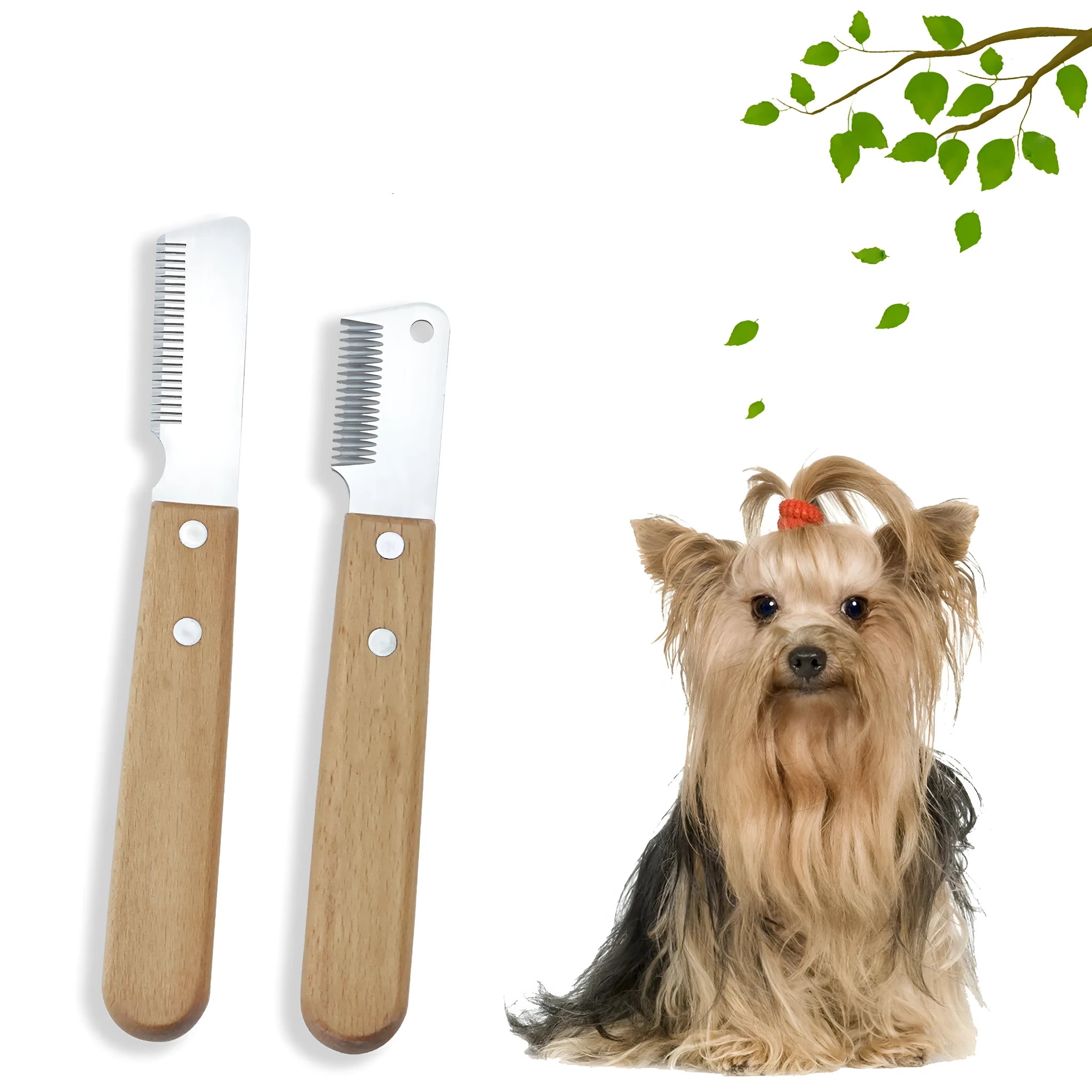 Wood handle pet stripping knife grooming tool for dogs and cats with two size options