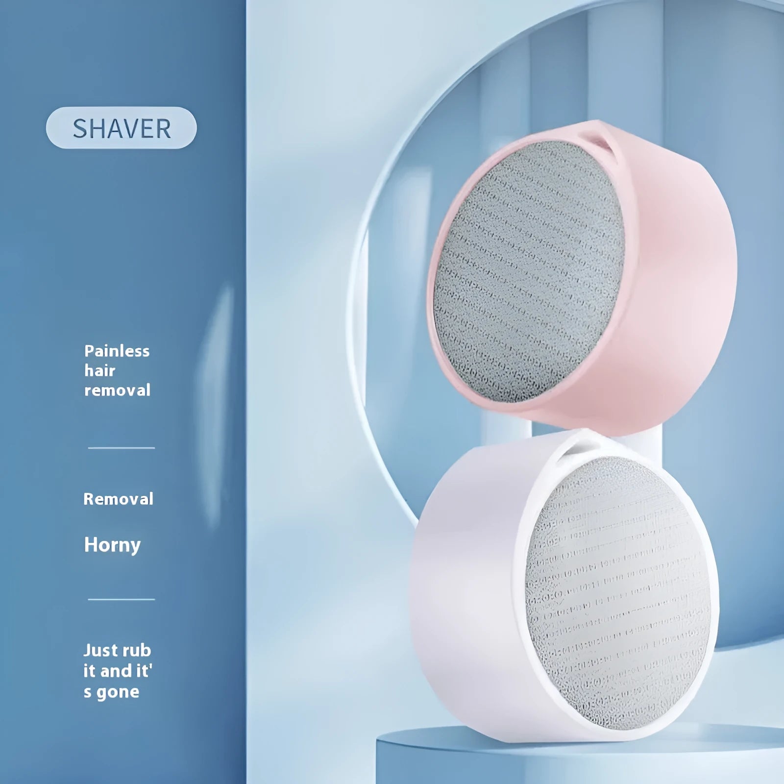 Nano glass epilator and dead skin remover foot grinder in 2in1 style, a plastic body hair removal device.