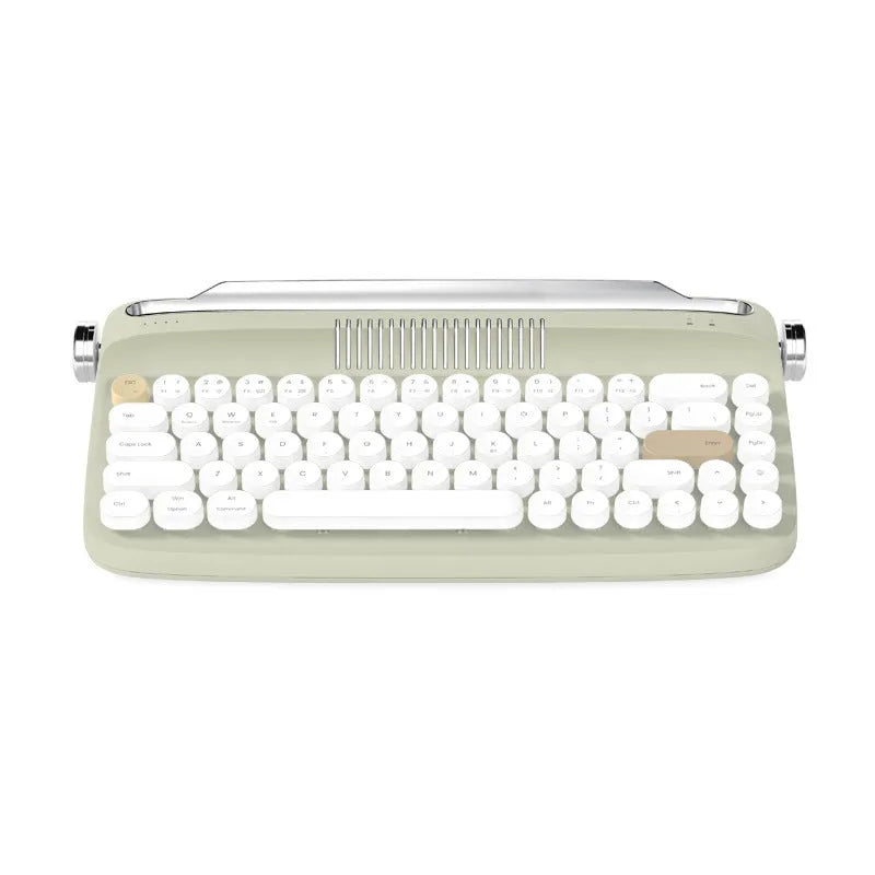 B307 Rechargeable Retro Bluetooth Wireless Keyboard with ABS Construction, Universal Compatibility, and Choose from White, Ivory Yellow, Green, Pink, or Sand Beige Colour Options