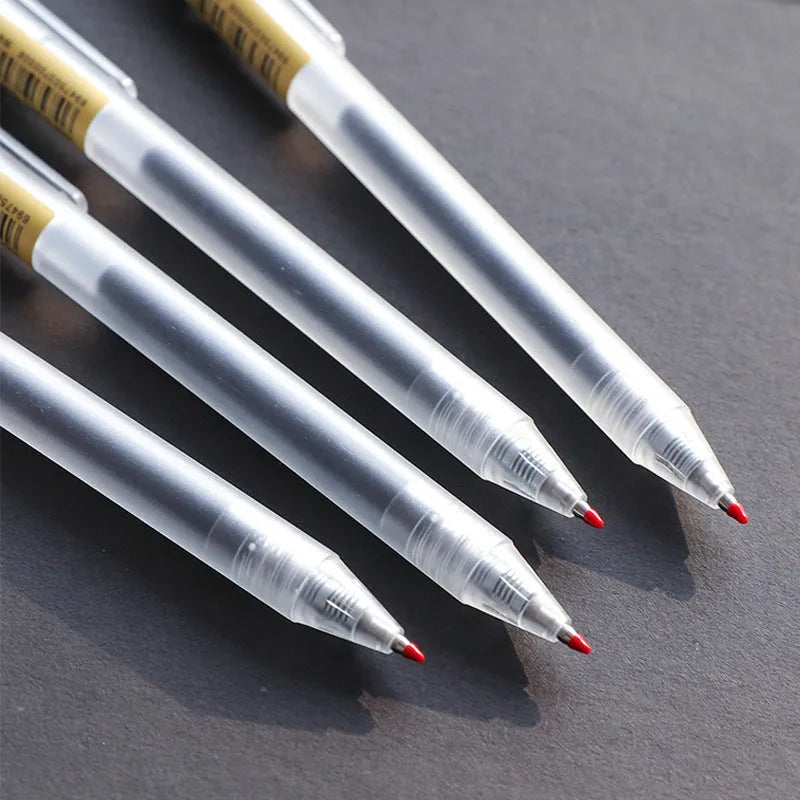 Set of twelve black frosted gel pens with retractable design and 0.5mm tips alongside two spare refills