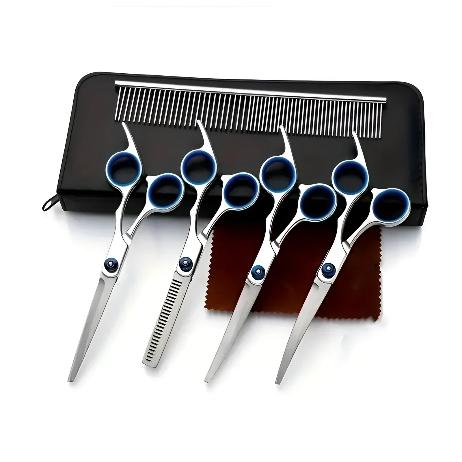 Portable home pet scissors beauty tools set with multiple metal grooming scissors for dogs