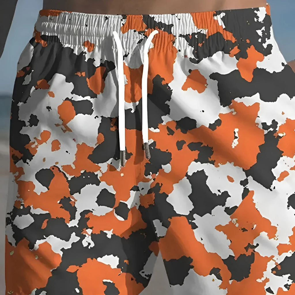 Men's printed beach shorts with streetwear design in polyester micro-elastic fabric