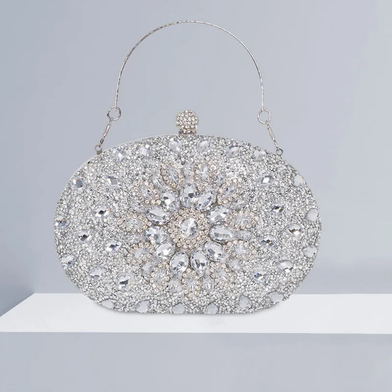 Retro banquet women's handbag with rhinestone decorations in multiple colour options