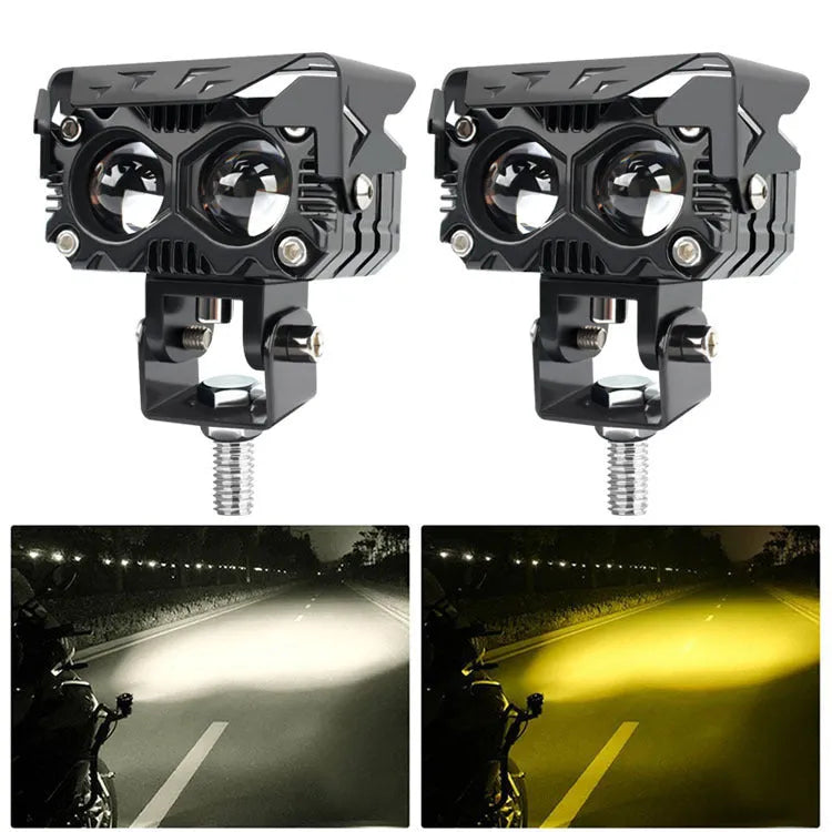 Motorcycle light two-colour lens headlight aviation aluminium off-road spotlight