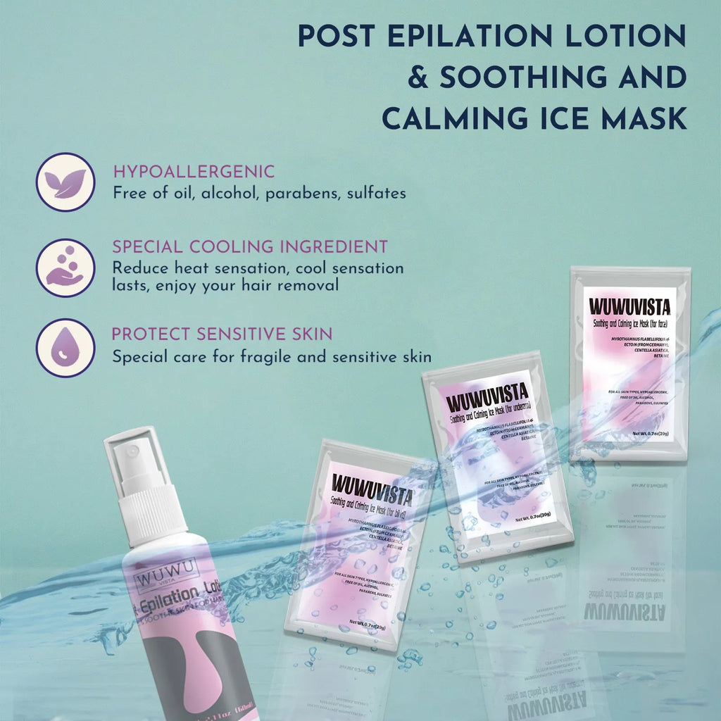 WUWUVISTA pink hard wax hair removal kit with warmer, wax beads, applicators, and aftercare products.