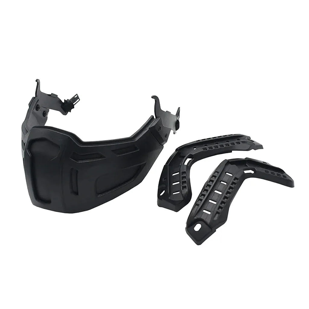 Tactical half face mask in nylon, folding design, available in black green mud colours